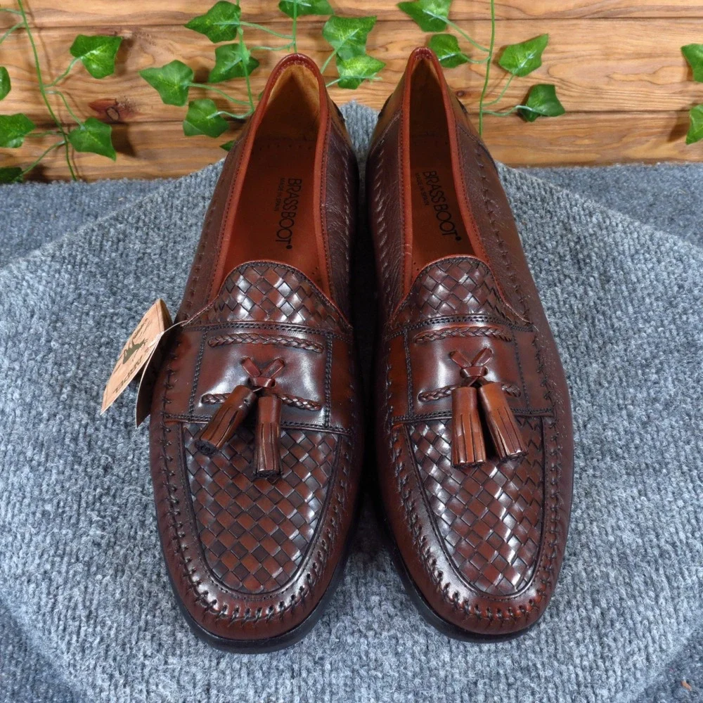 Brass Boot Arpel Mens Tassel Loafer Size 12 Dress Shoes Woven Brown Deerskin